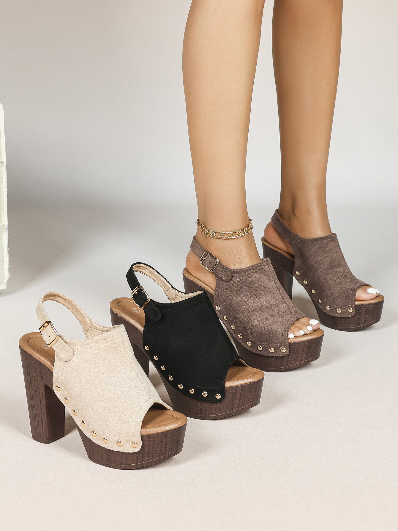 Belva Studded Platform Heel Sandals