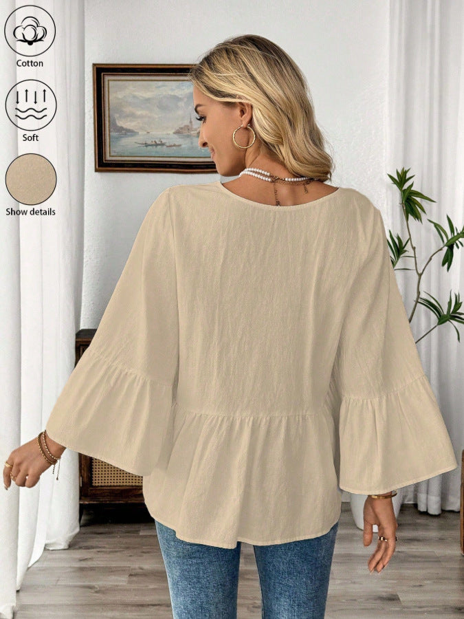 Faye Bohemian Flare Sleeve Blouse
