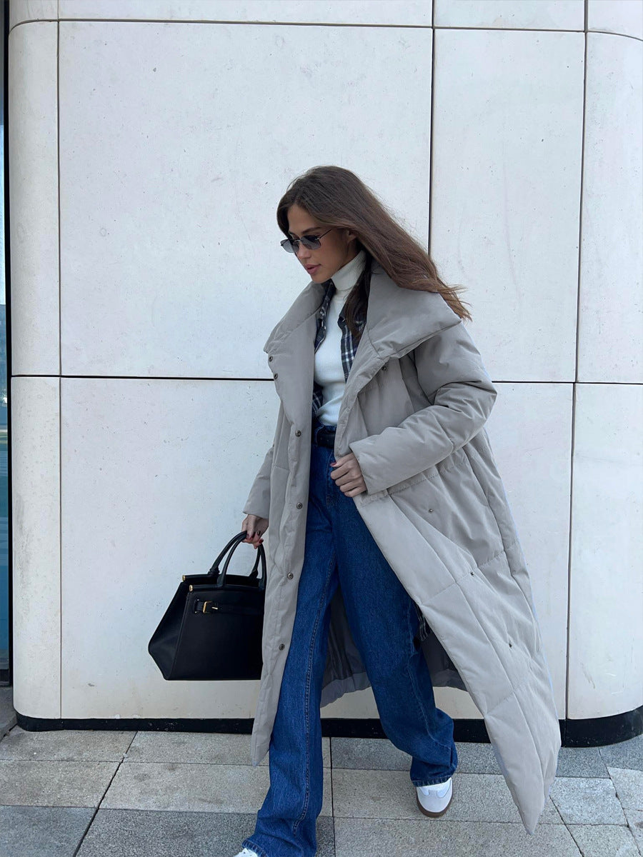 Tessaly Belted Shawl Collar Puffer Coat