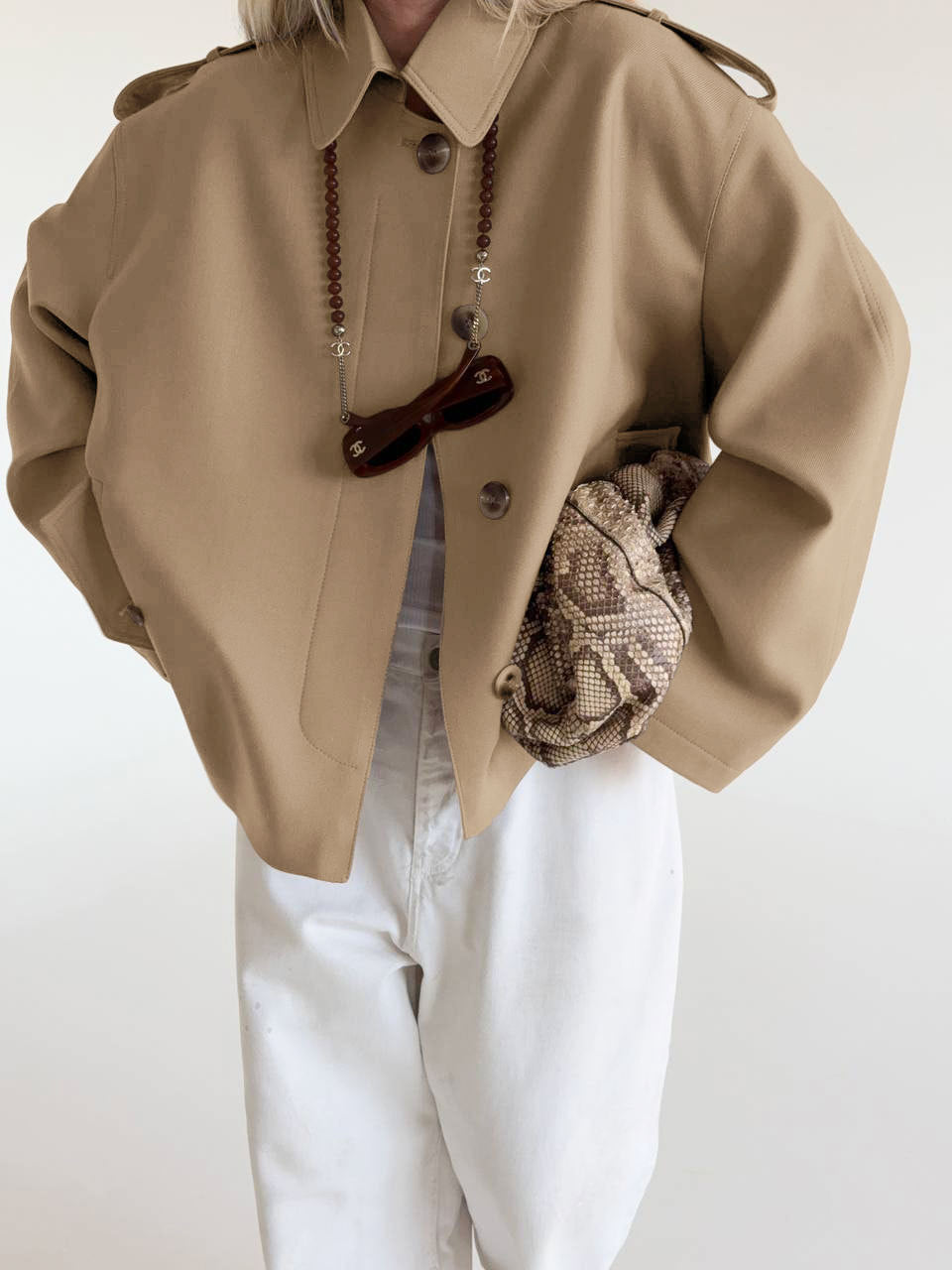 Danica Belted Collared Short Trench Jacket
