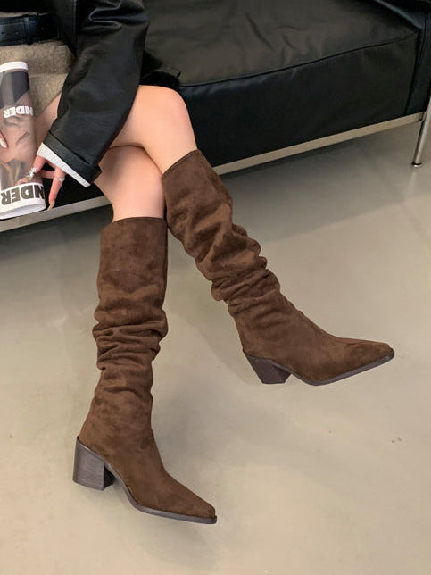 Primrose Pointed-Toe Block Heel Knee-High Boots