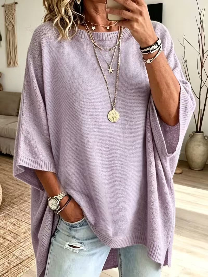Evanthia Oversized Side-Slit Tunic Sweater