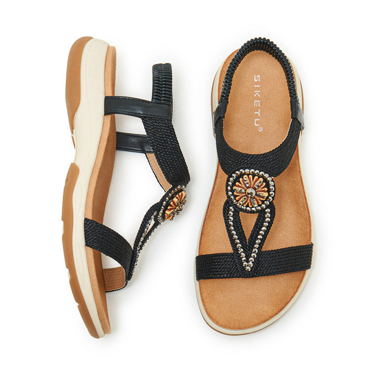 Cassidy Jeweled T-Strap Sandals