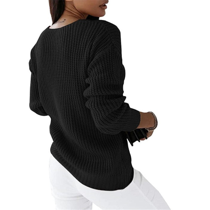 Delaney Cable Knit V-Neck Pullover Sweater