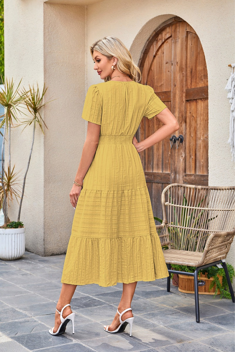 Odalys Tiered Flutter Sleeve Midi Dress