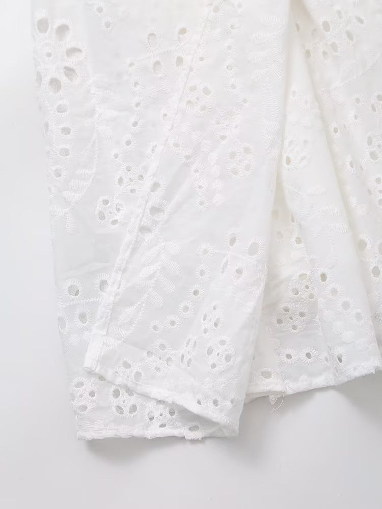 Eden Eyelet Button-Front Midi Shirt Dress