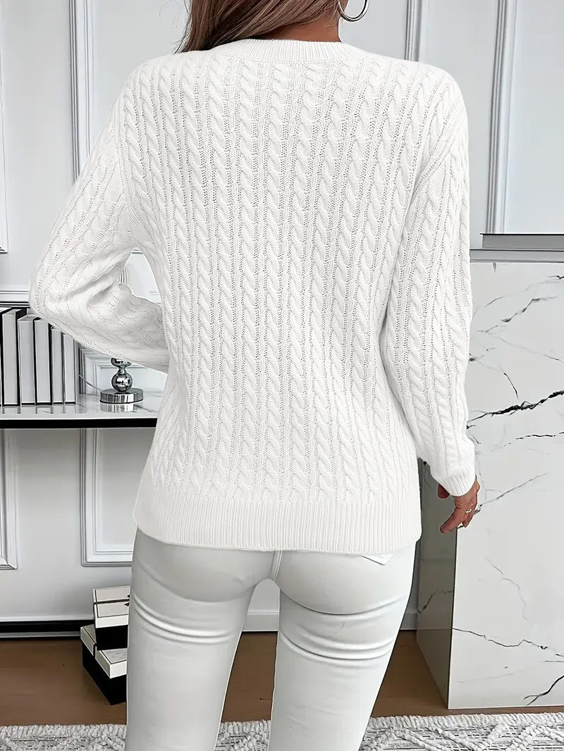 Dulcie Thick Cable Knit Crew Neck Sweater