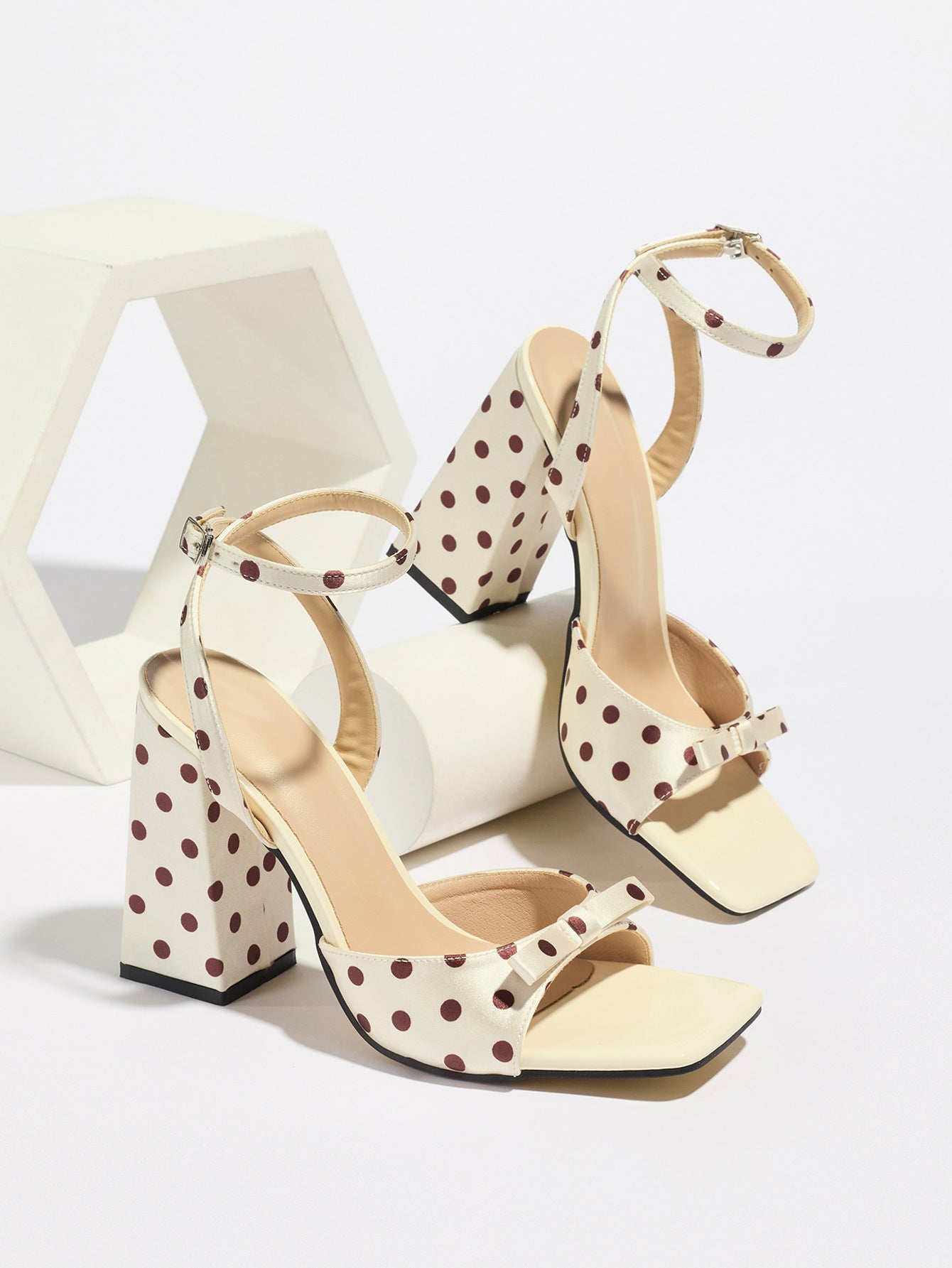 Colette Polka Dot Bow Heel Sandals
