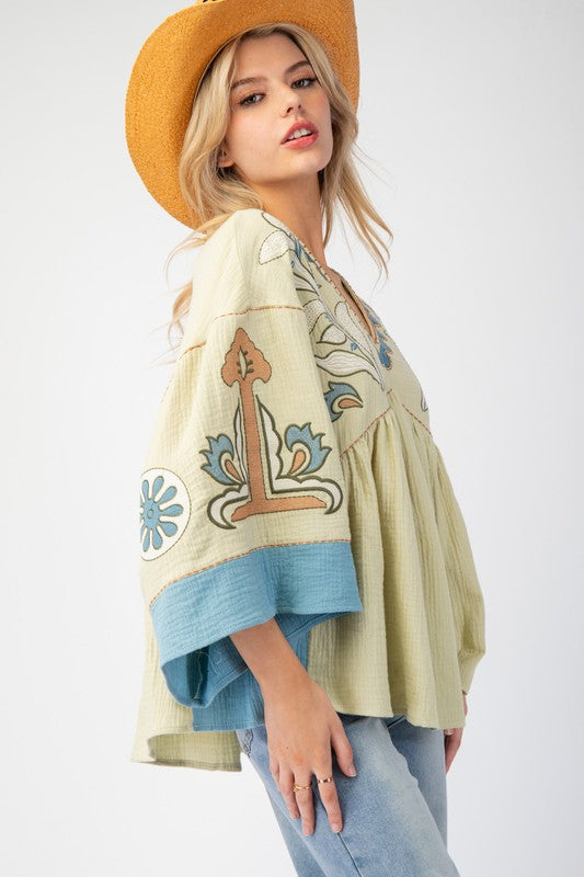 Norma Embroidered Boho Blouse
