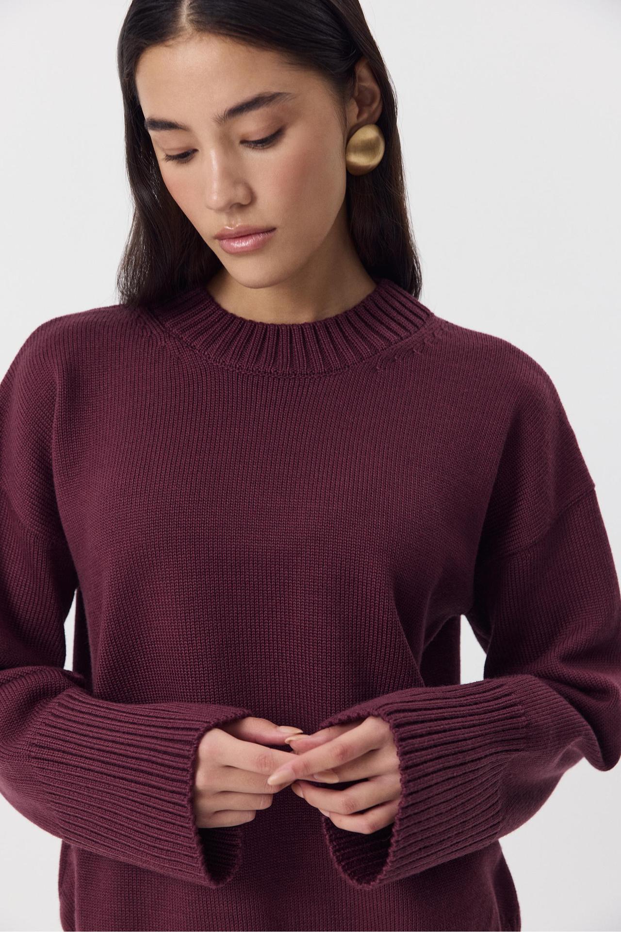 Margo & Main – cotton crew neck drop shoulder sweater, full length view, US women's sizes