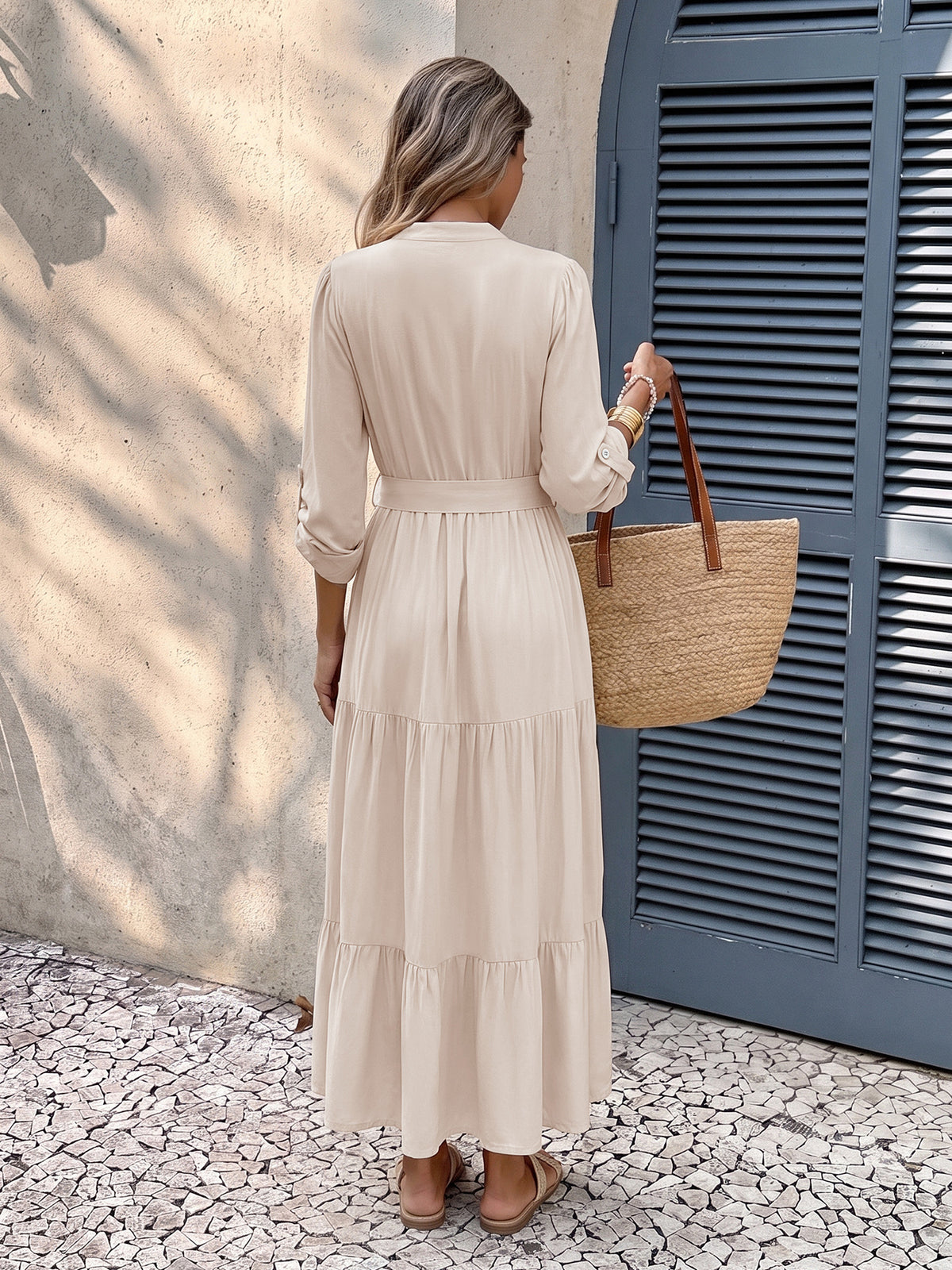 Caroline Flattering Belted Midi Dress
