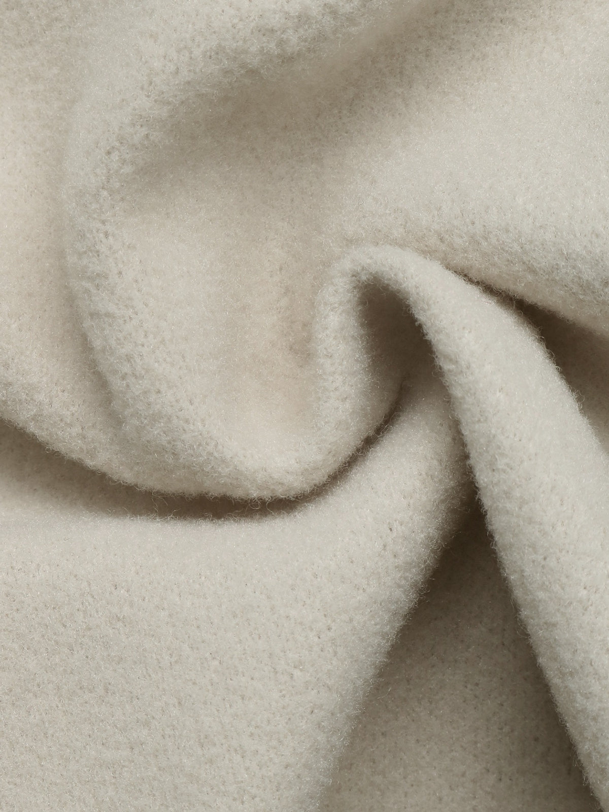 Margo & Main cream wool blend short coat — close-up of the soft brushed wool blend fabric