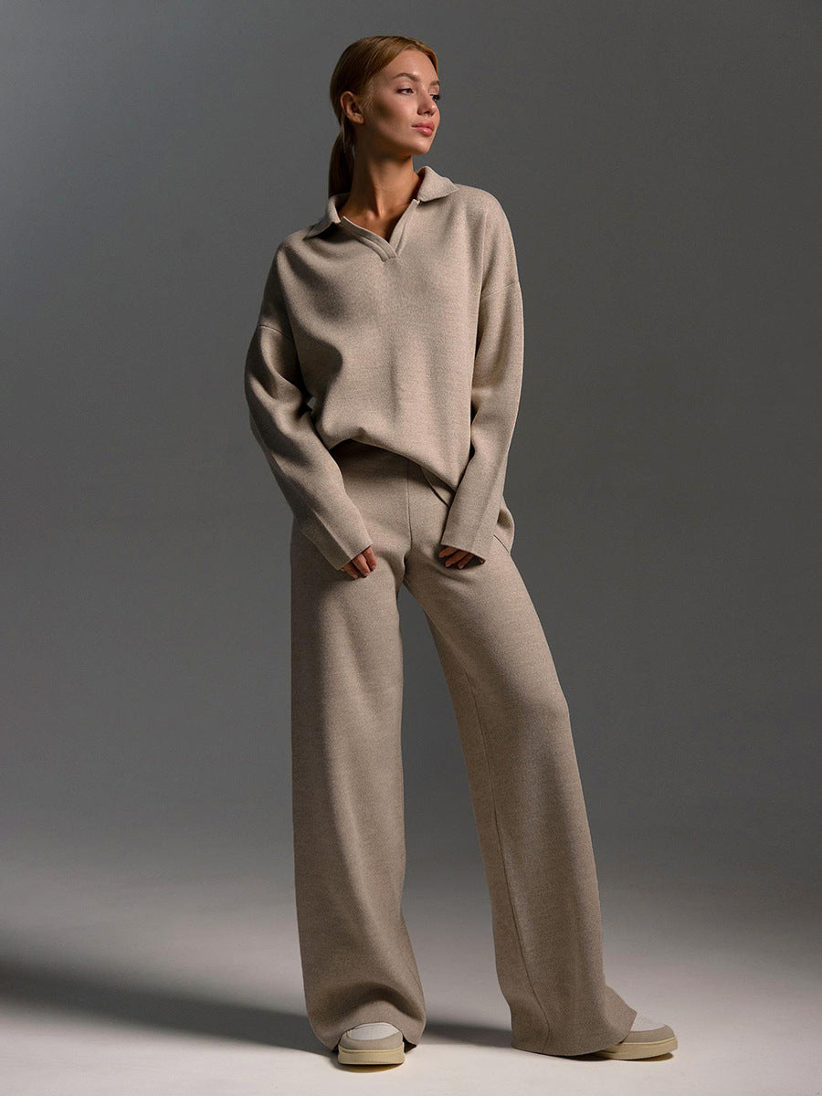 Valborg Polo Collar Knit Sweater and Pants Set