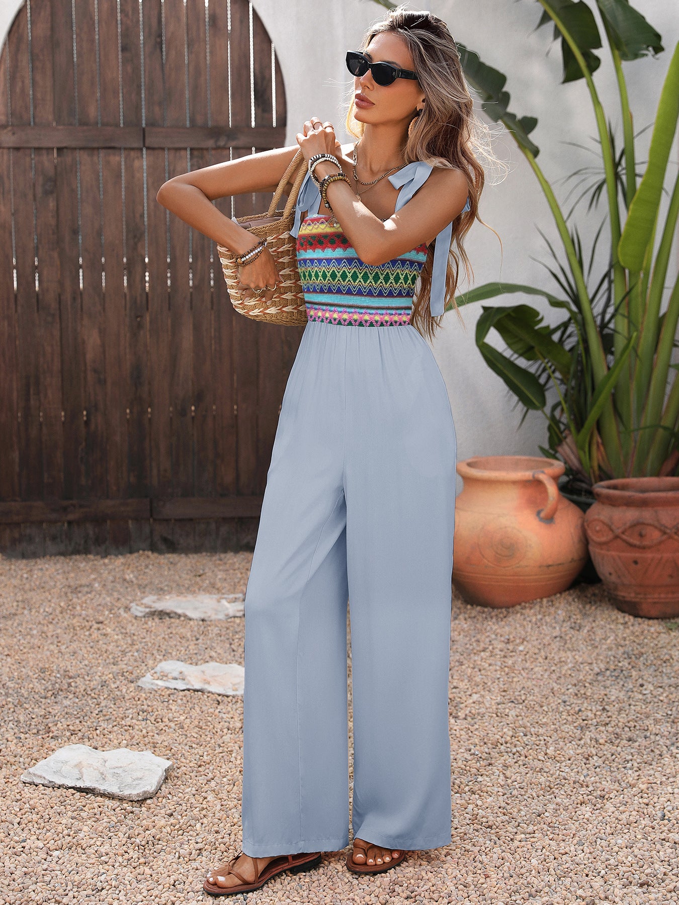 Diane Smocked Wide Leg Jumpsuit