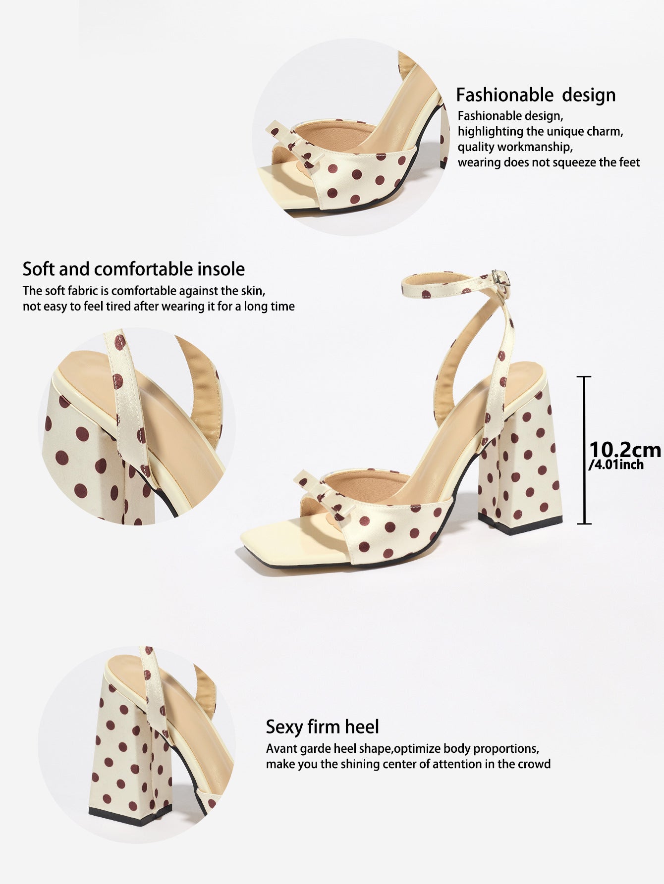 Colette Polka Dot Bow Heel Sandals
