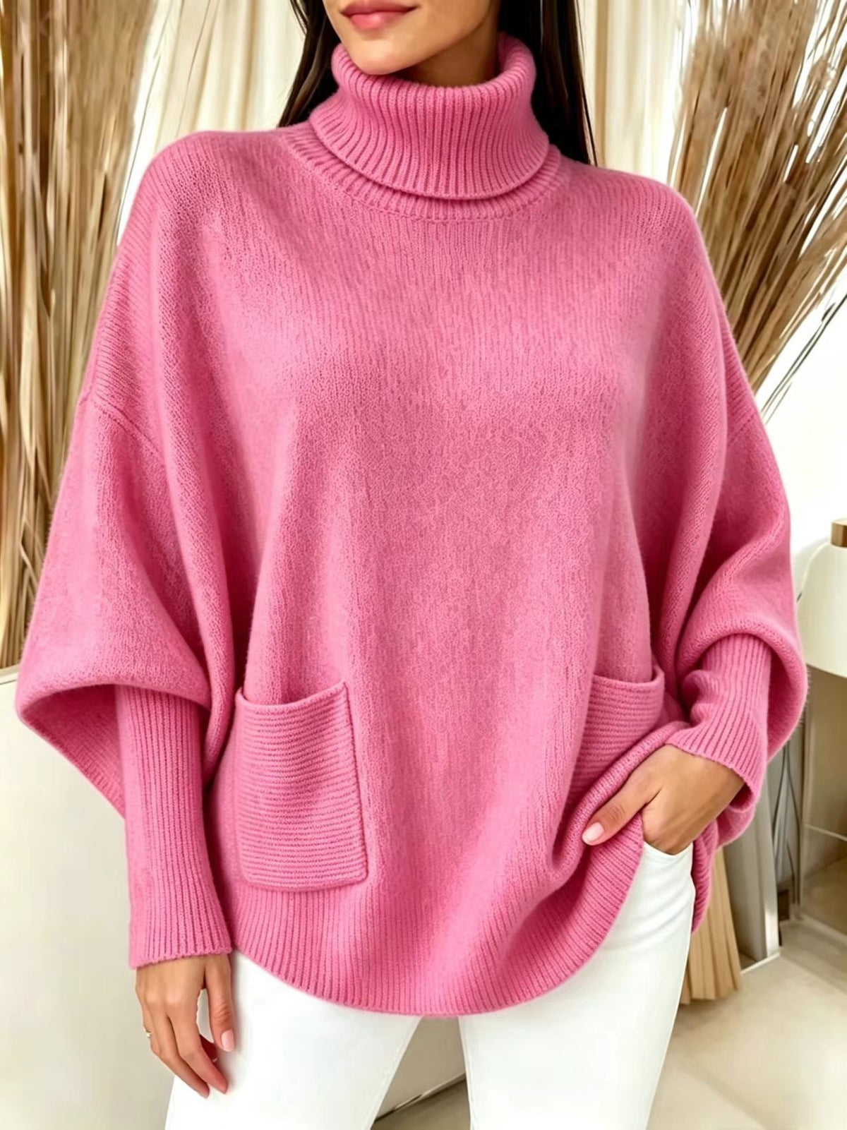 Minerva Oversized Pocket Turtleneck Sweater