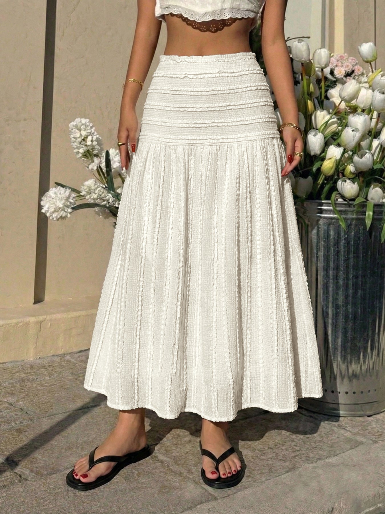 Susan Flattering Waist Textured Maxi Skirt