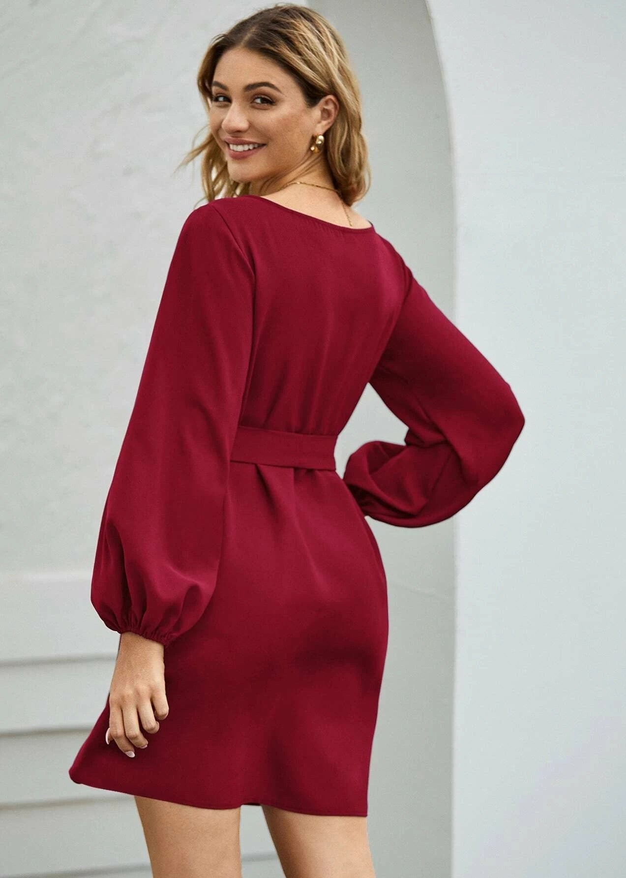 Margo & Main – boat neck tie-waist a-line dress, front view, US women's sizes