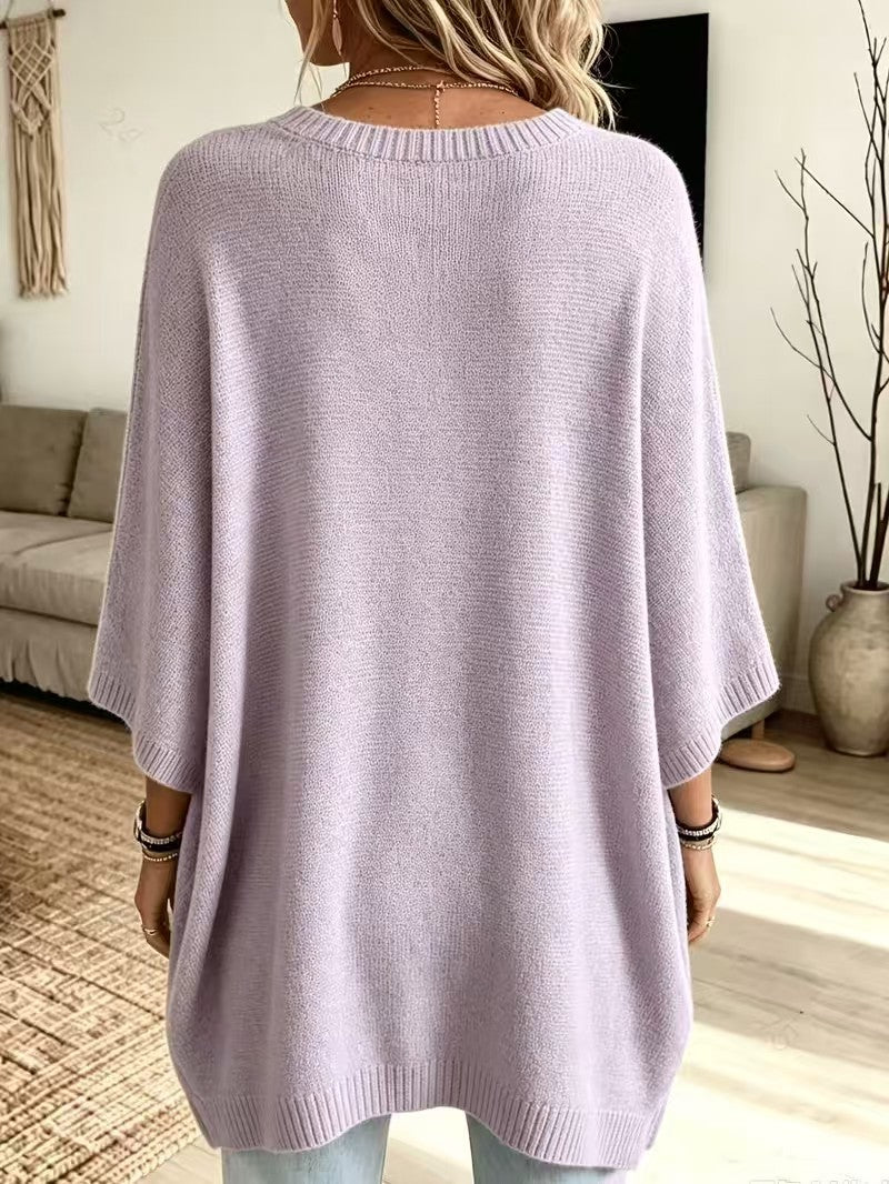 Evanthia Oversized Side-Slit Tunic Sweater