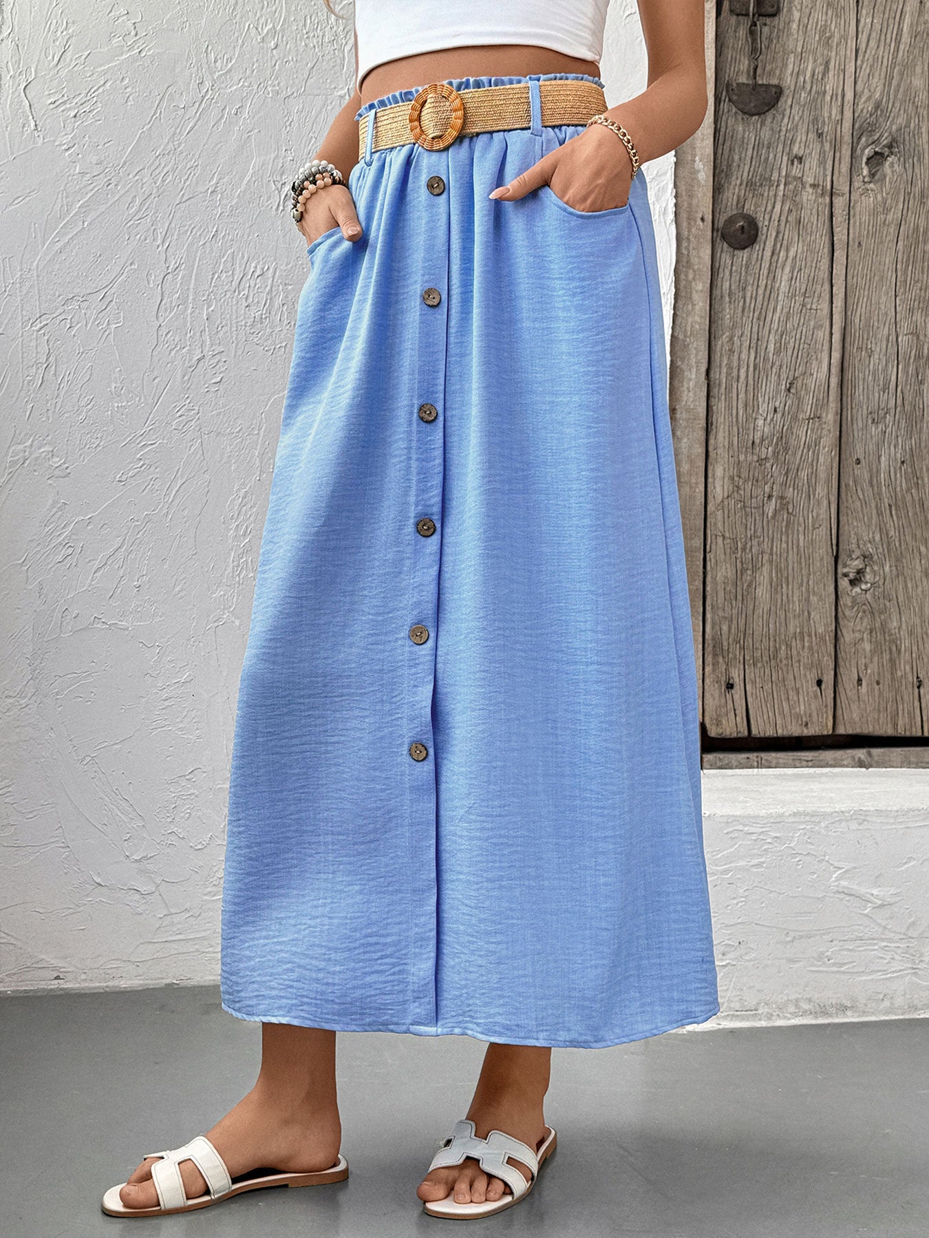 Genevieve Flow Waist Midi Skirt