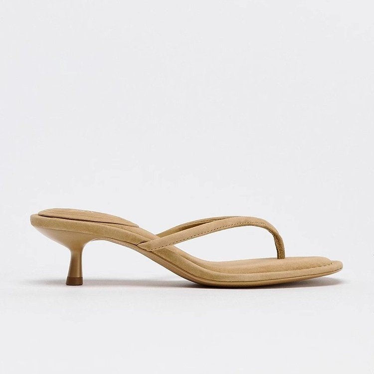 Nola Cushioned Kitten Heel Thong Sandals