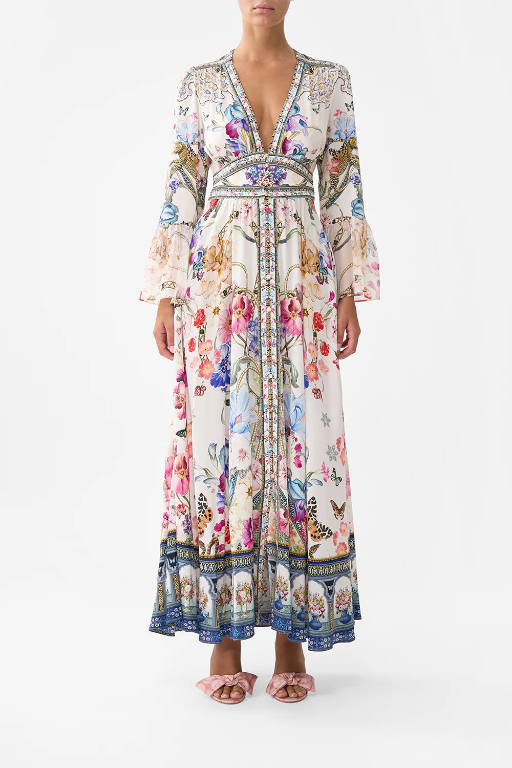 Margo & Main – floral chiffon puff sleeve maxi dress, additional view 11, US women's sizes