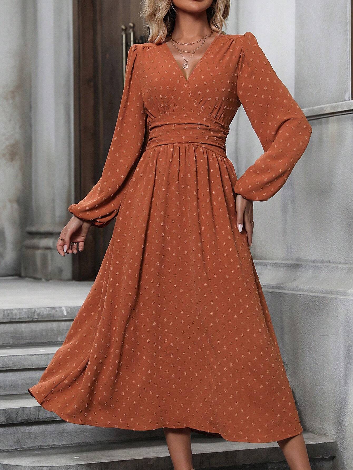 Margo & Main – swiss dot lantern sleeve midi dress, additional view 13, US women's sizes