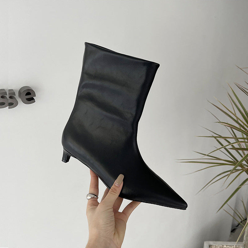 Josie Pointed-Toe Low Heel Ankle Boots