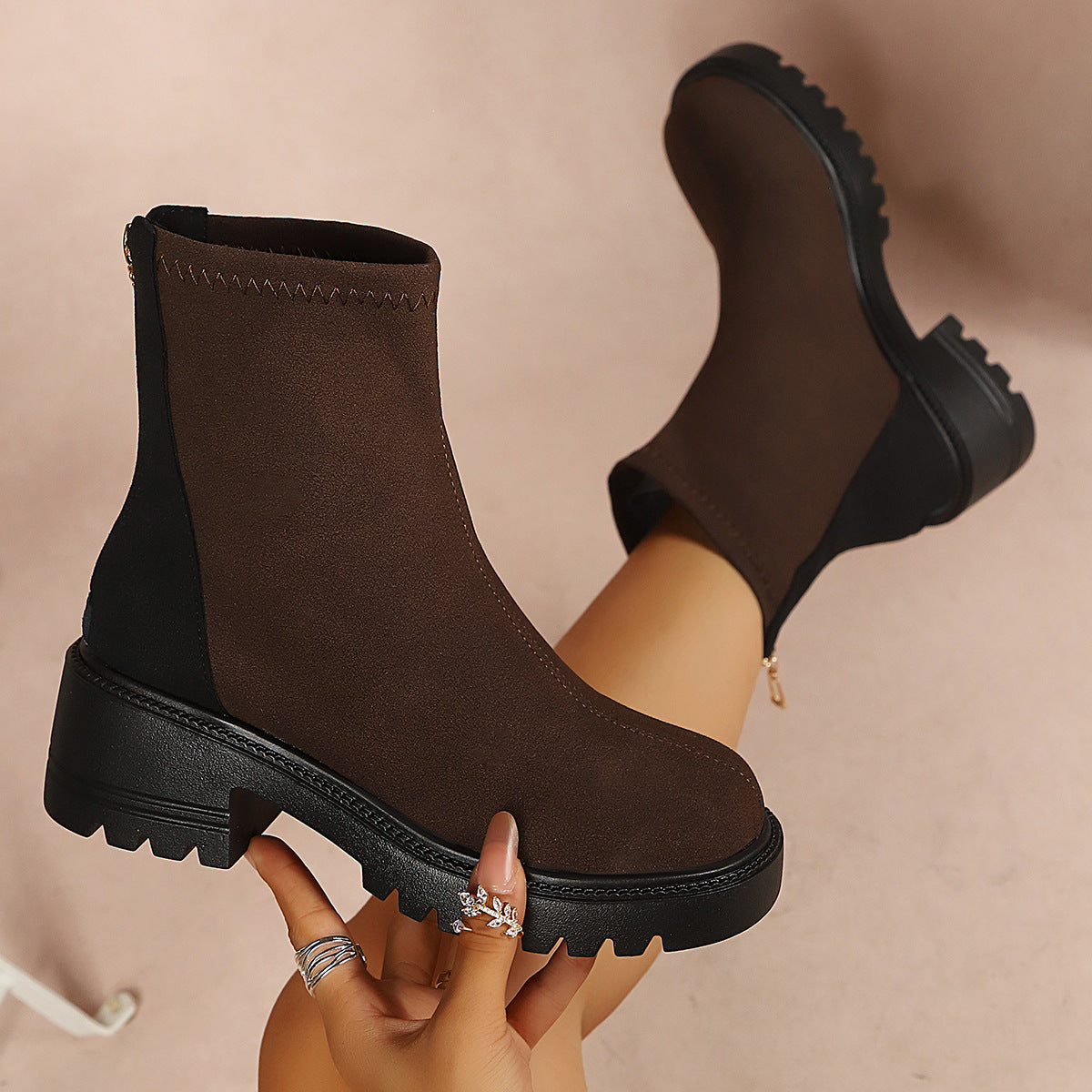 Saoirse Two-Tone Lug Sole Chelsea Boots