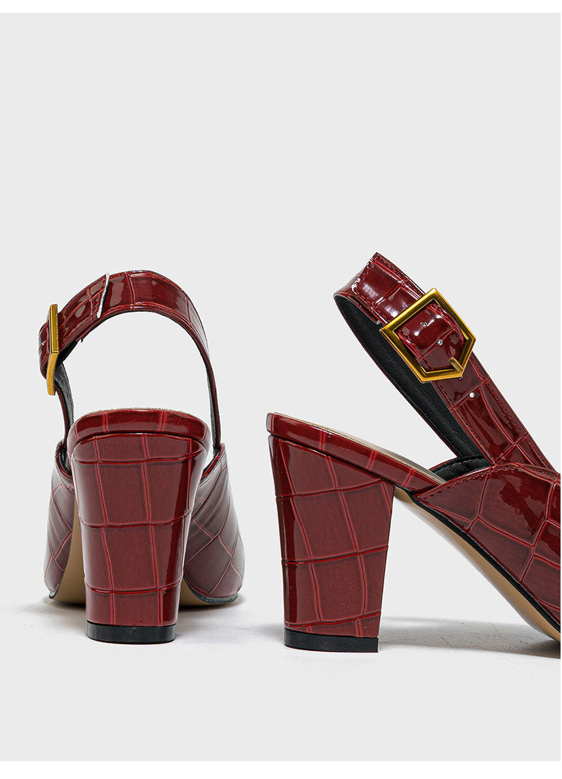 Loretta Croc-Embossed Slingback Heels