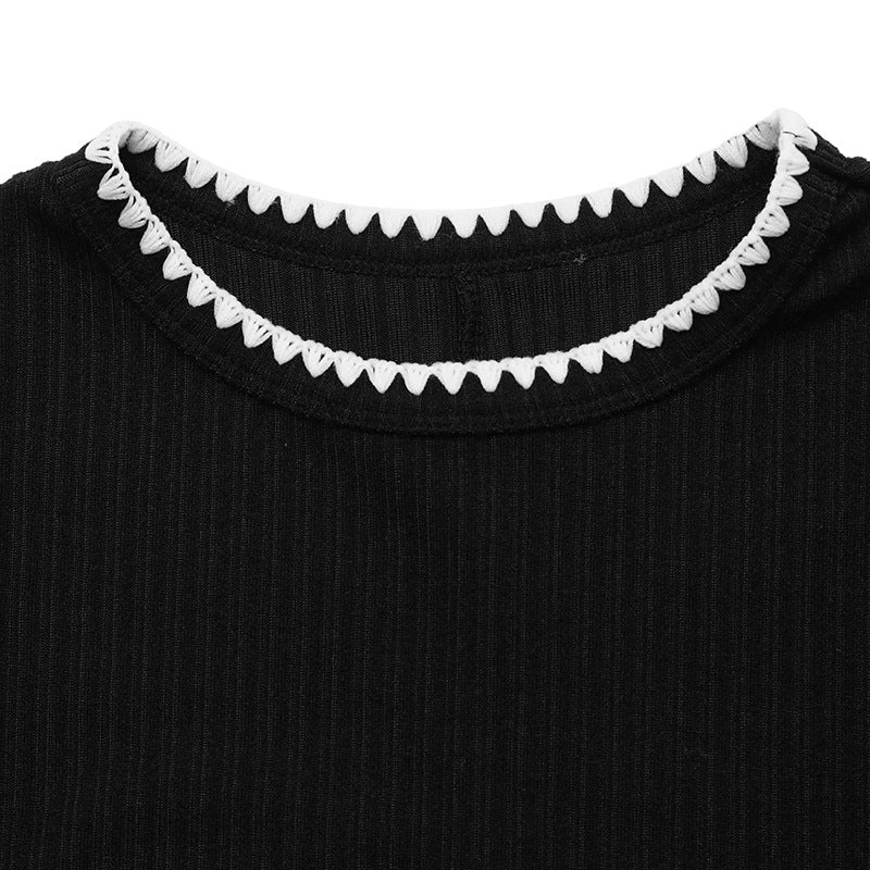 Birthe Ribbed Knit Contrast-Trim Midi Sweater Dress