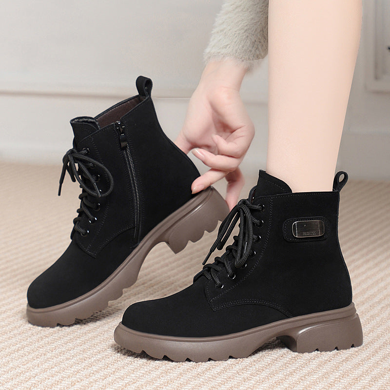 Endellion Lace-Up Side-Zip Combat Boots