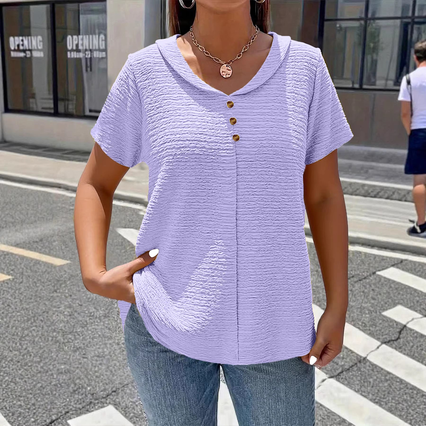 Etta Textured V-Neck Everyday Blouse
