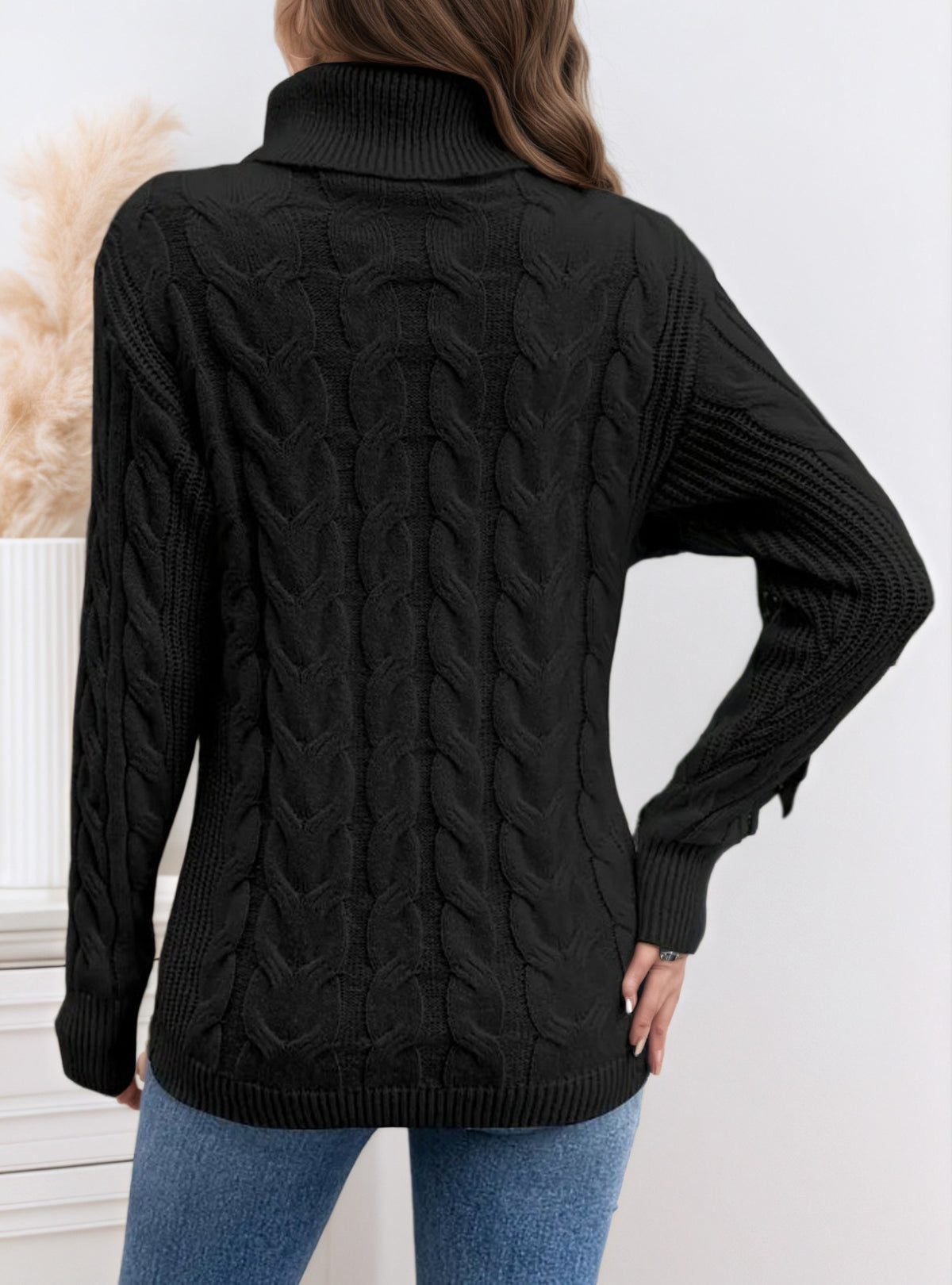 Margery Cable Knit Relaxed Turtleneck Sweater