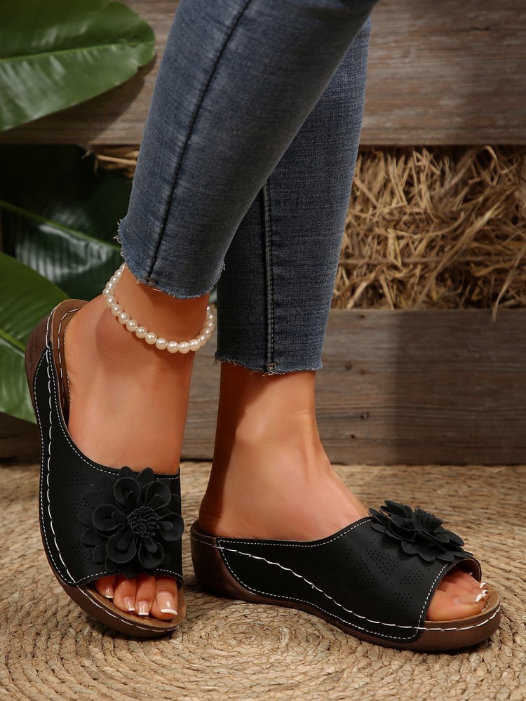 Autumn Floral Comfort Slide Sandals
