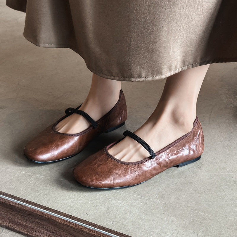 Jovita Leather Soft-Sole Mary Jane Flats