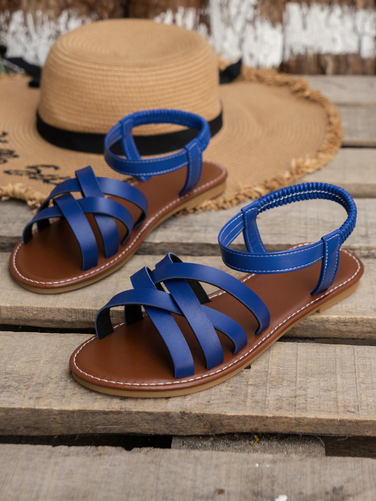 Penelope Cross Strap Flat Sandals