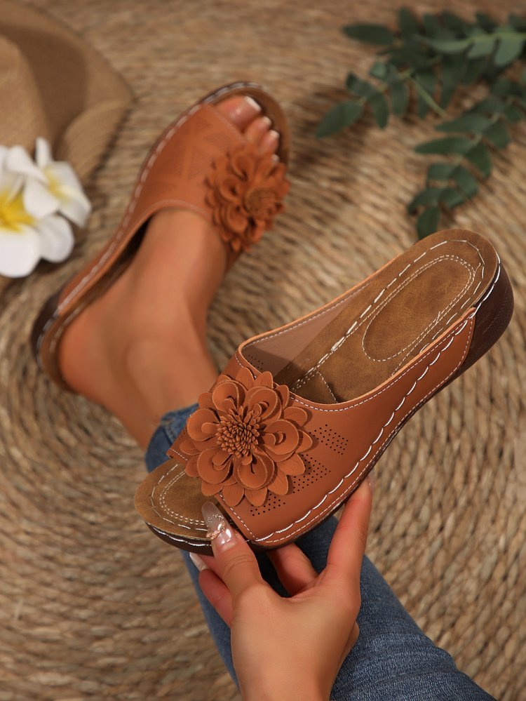 Autumn Floral Comfort Slide Sandals