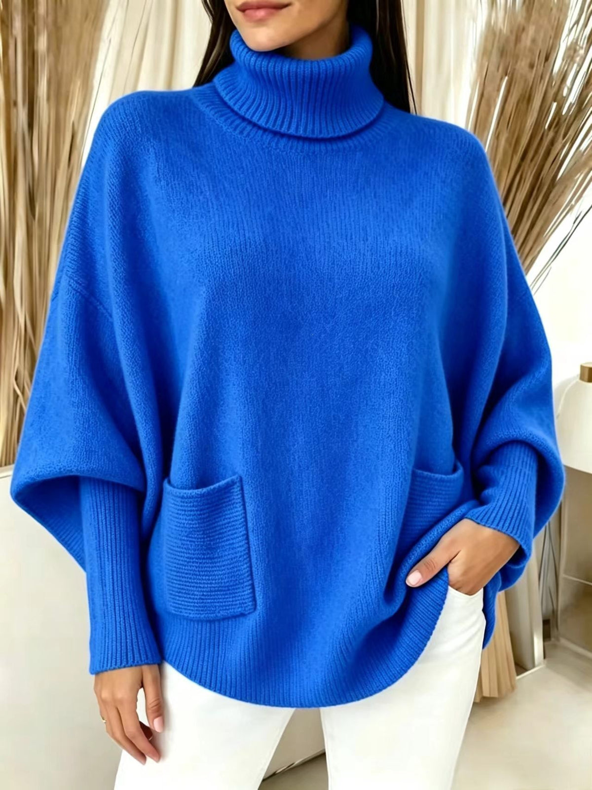 Minerva Oversized Pocket Turtleneck Sweater