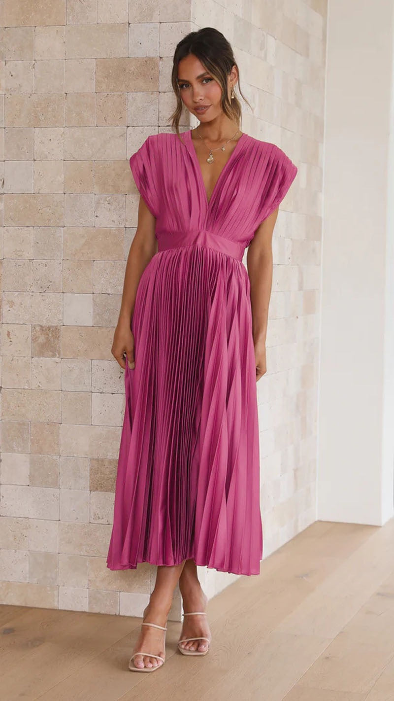 Valencia Pleated Flowy Midi Dress