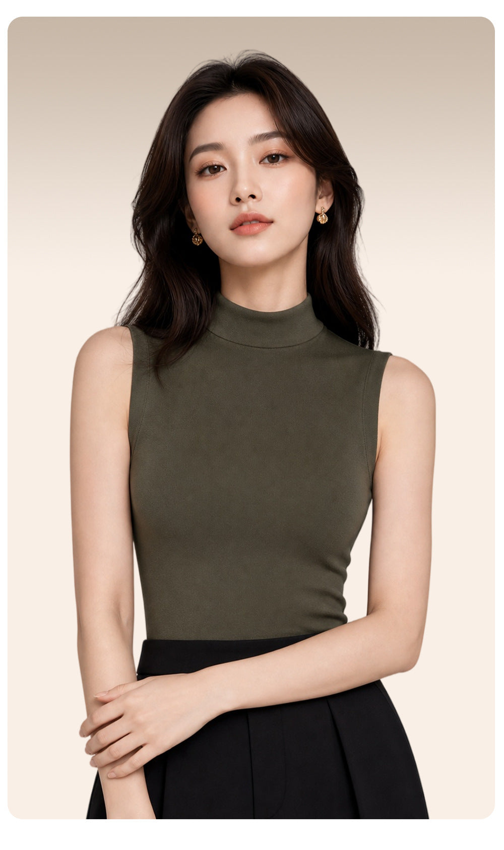 Fulvia Ribbed Mock Neck Sleeveless Knit Top