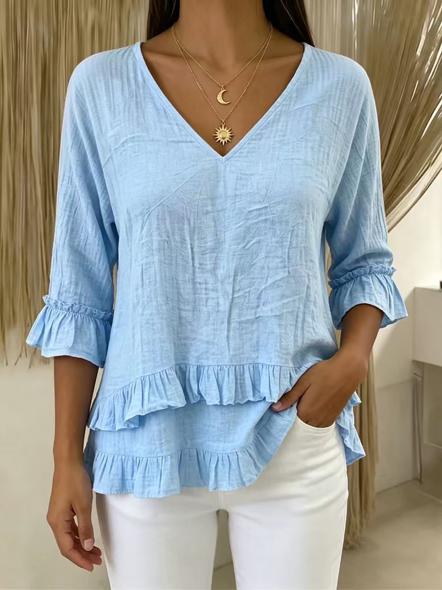Sylvia Ruffle Hem Blouse