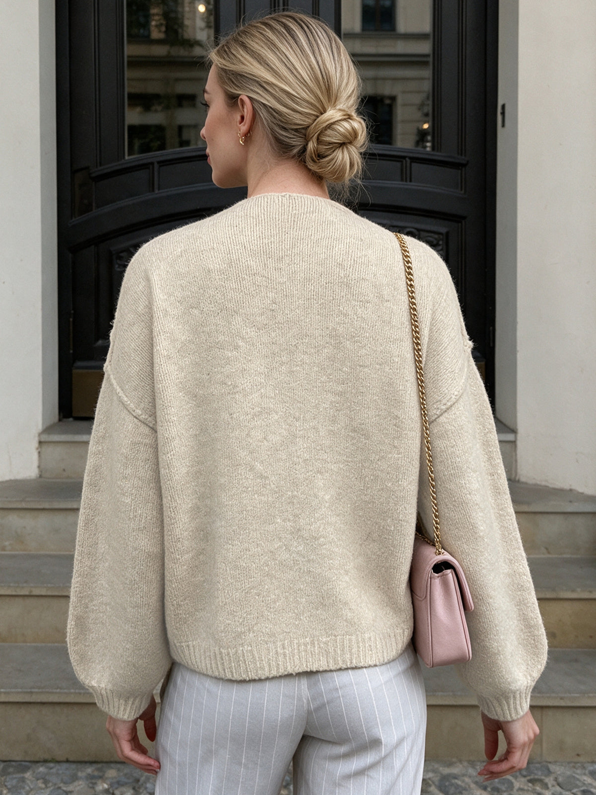 Beata Relaxed Open-Front Knit Cardigan
