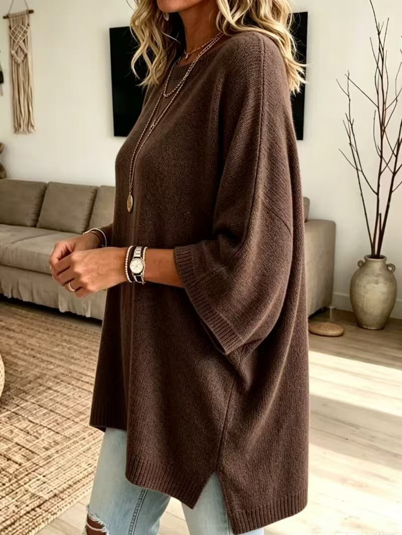 Evanthia Oversized Side-Slit Tunic Sweater