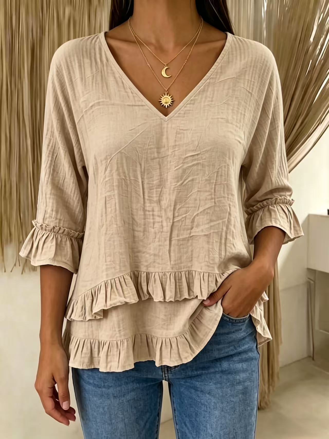 Sylvia Ruffle Hem Blouse