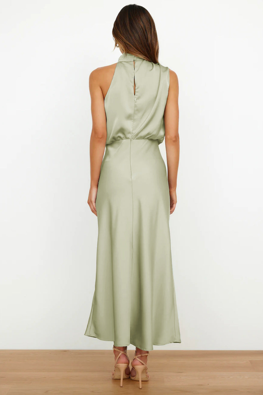 Elara Draped Satin Midi Dress