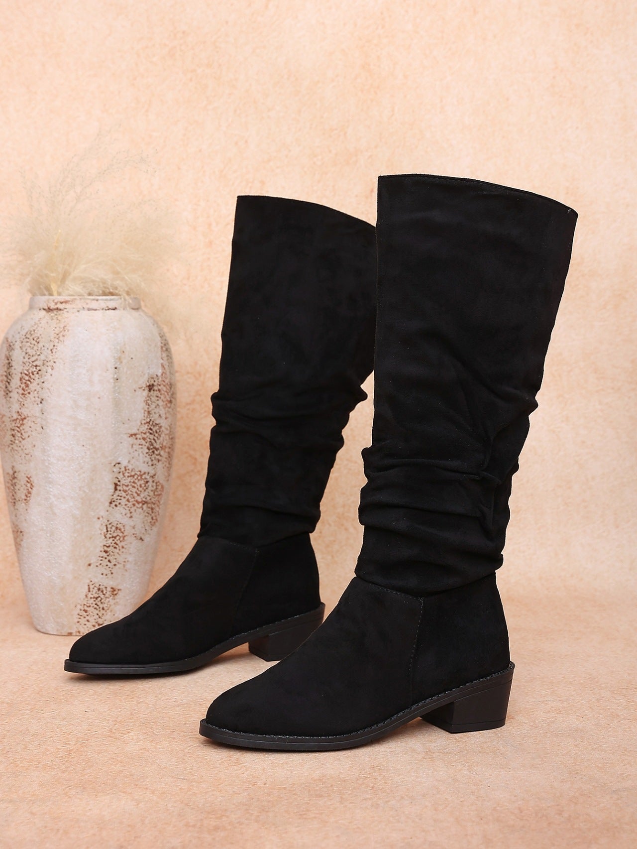 Margo & Main – slouchy faux suede knee-high boots, detail view, US women's sizes