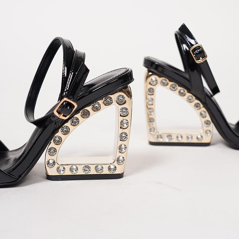 Joanna Crystal Sculpted Heel Sandals