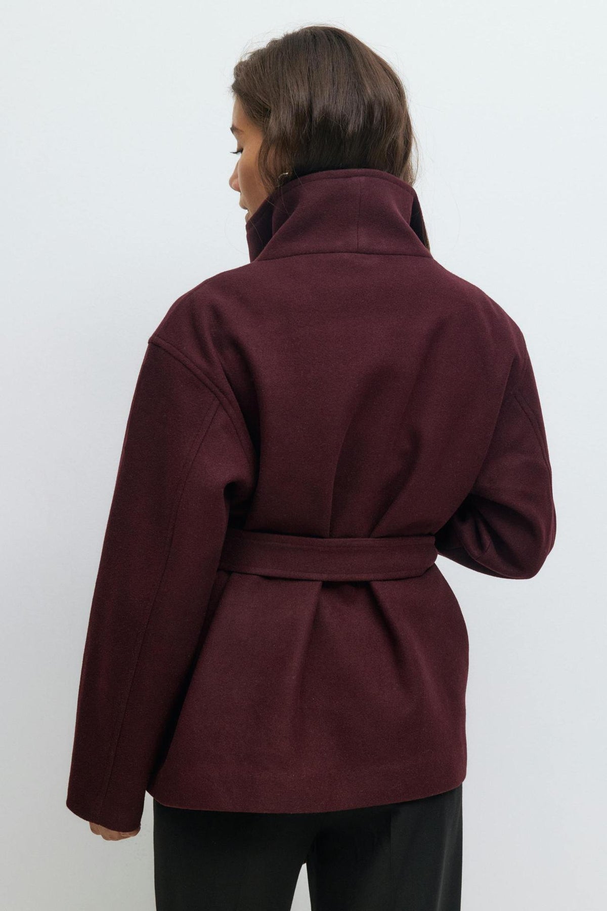 Lorna Belted Stand Collar Wool Coat