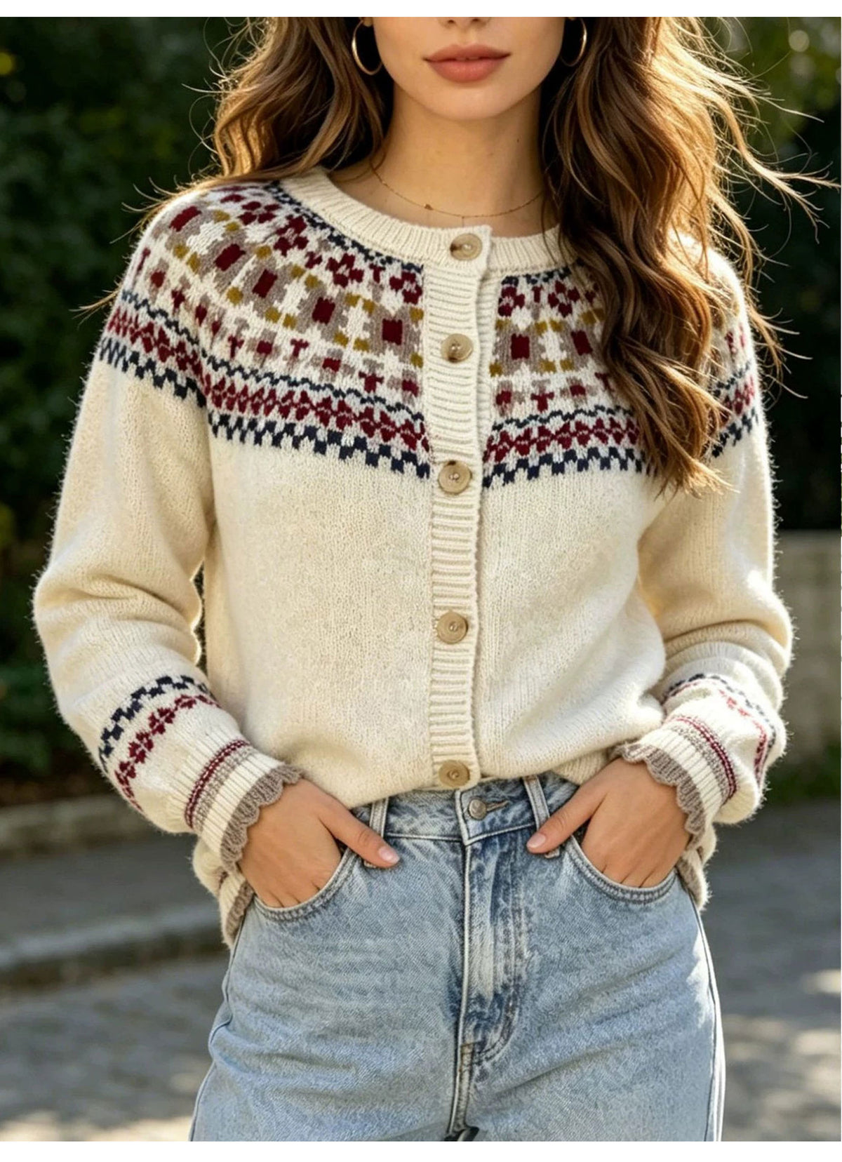 Bellamy Fair Isle Yoke Button Cardigan